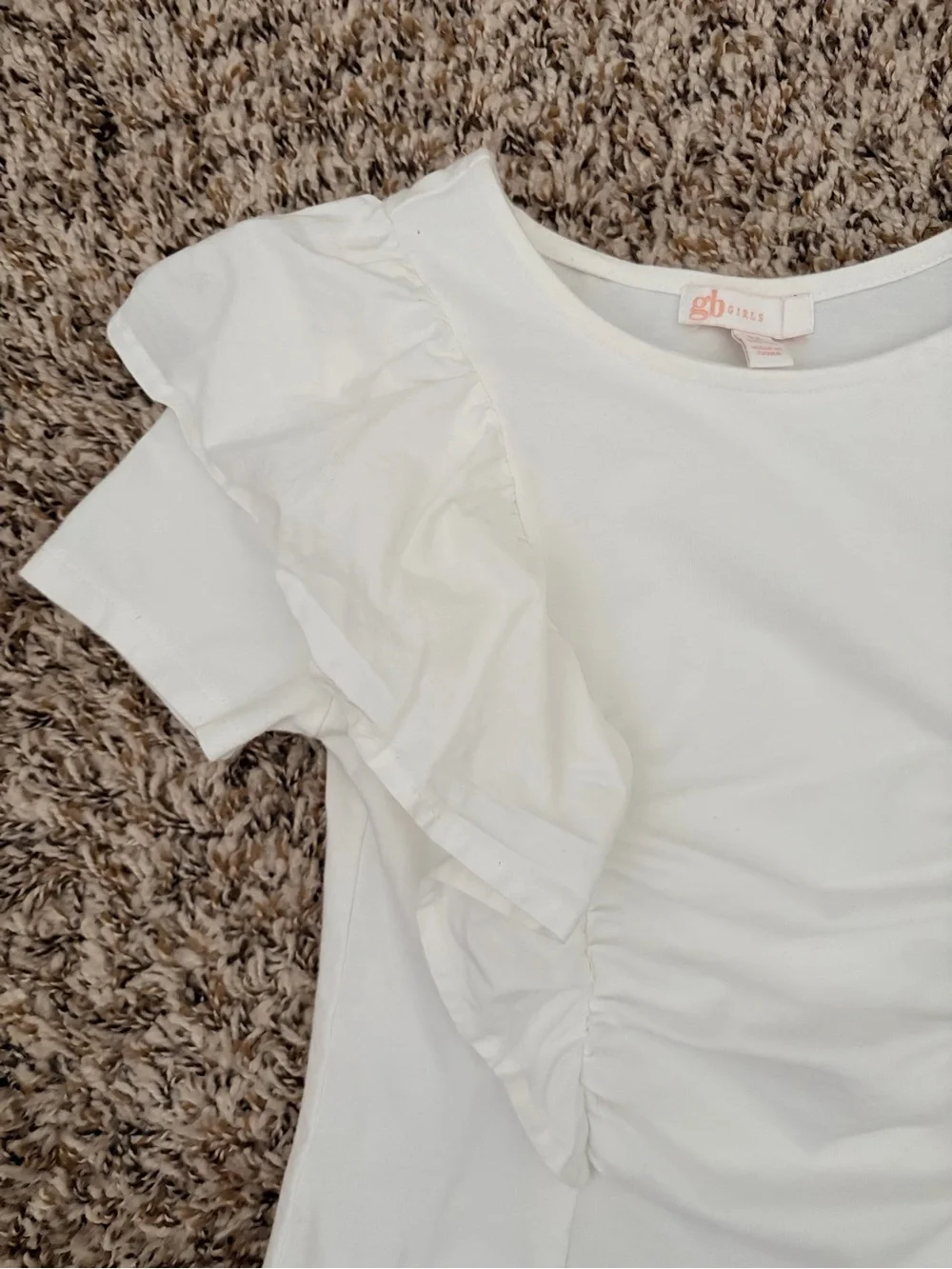 GB girls White Ruffle-Front One-Piece Bodysuit